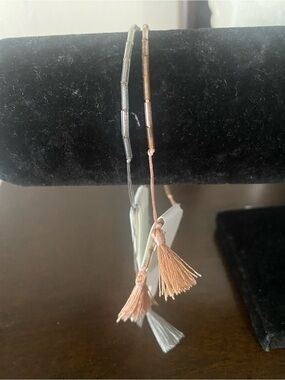Adjustable Tassel Bead Bracelet Set - Rose Gold and Silver